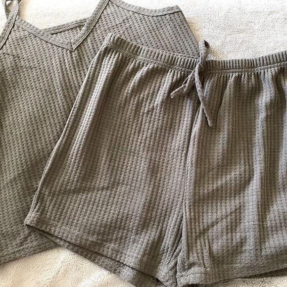 SHEIN Other - 2 piece gray waffle tank and short set. Size L from SHEIN. Never worn